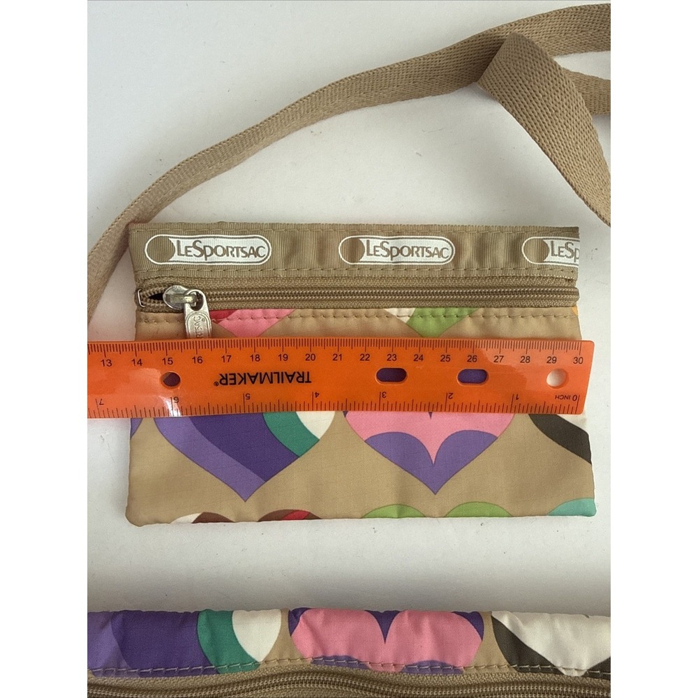 Vtg Le Sportsac Colorful Hearts Deluxe Everyday Shoulder Bag W/ Zipper Pouch Set - Picture 6 of 16
